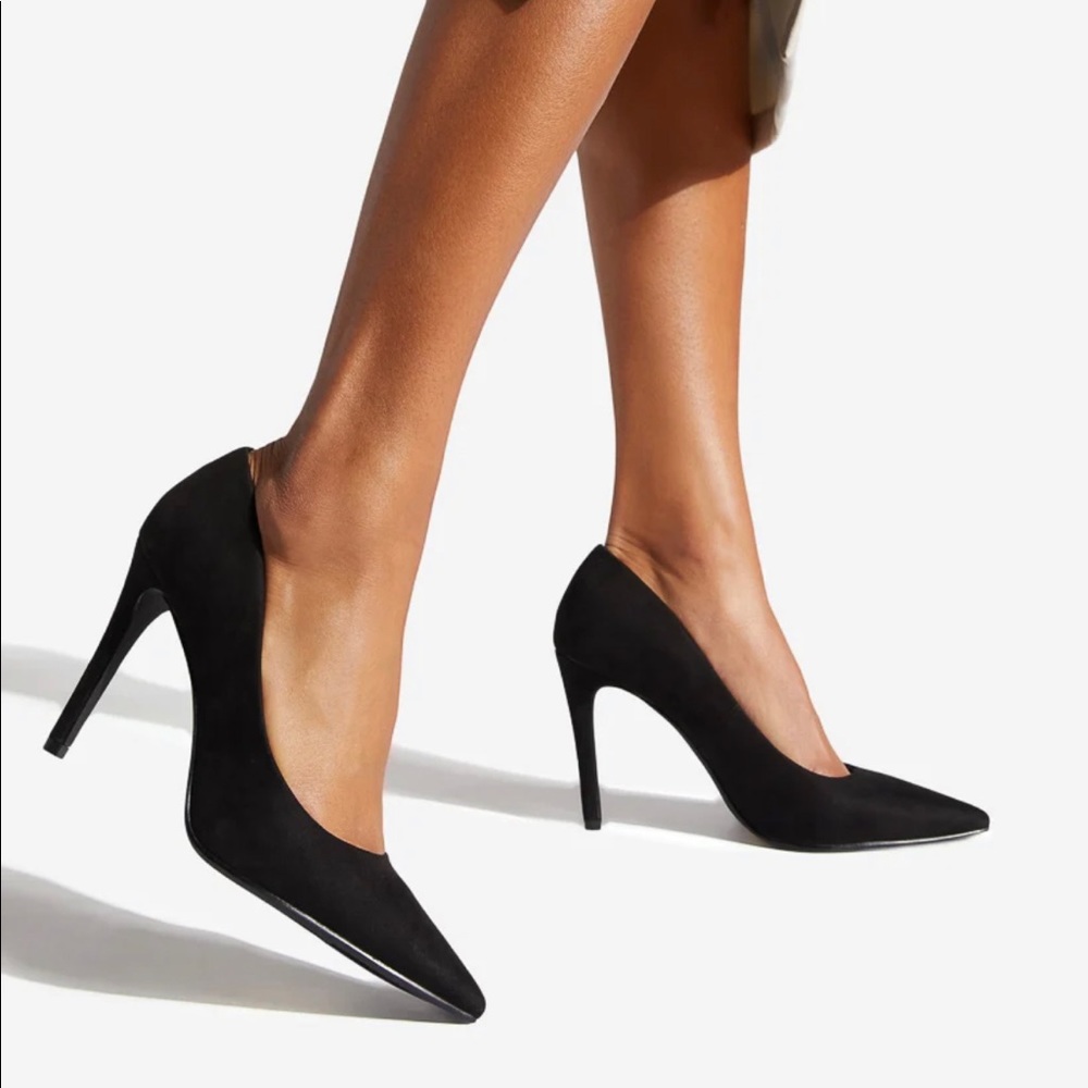 A slip-on pump with a pointed toe.